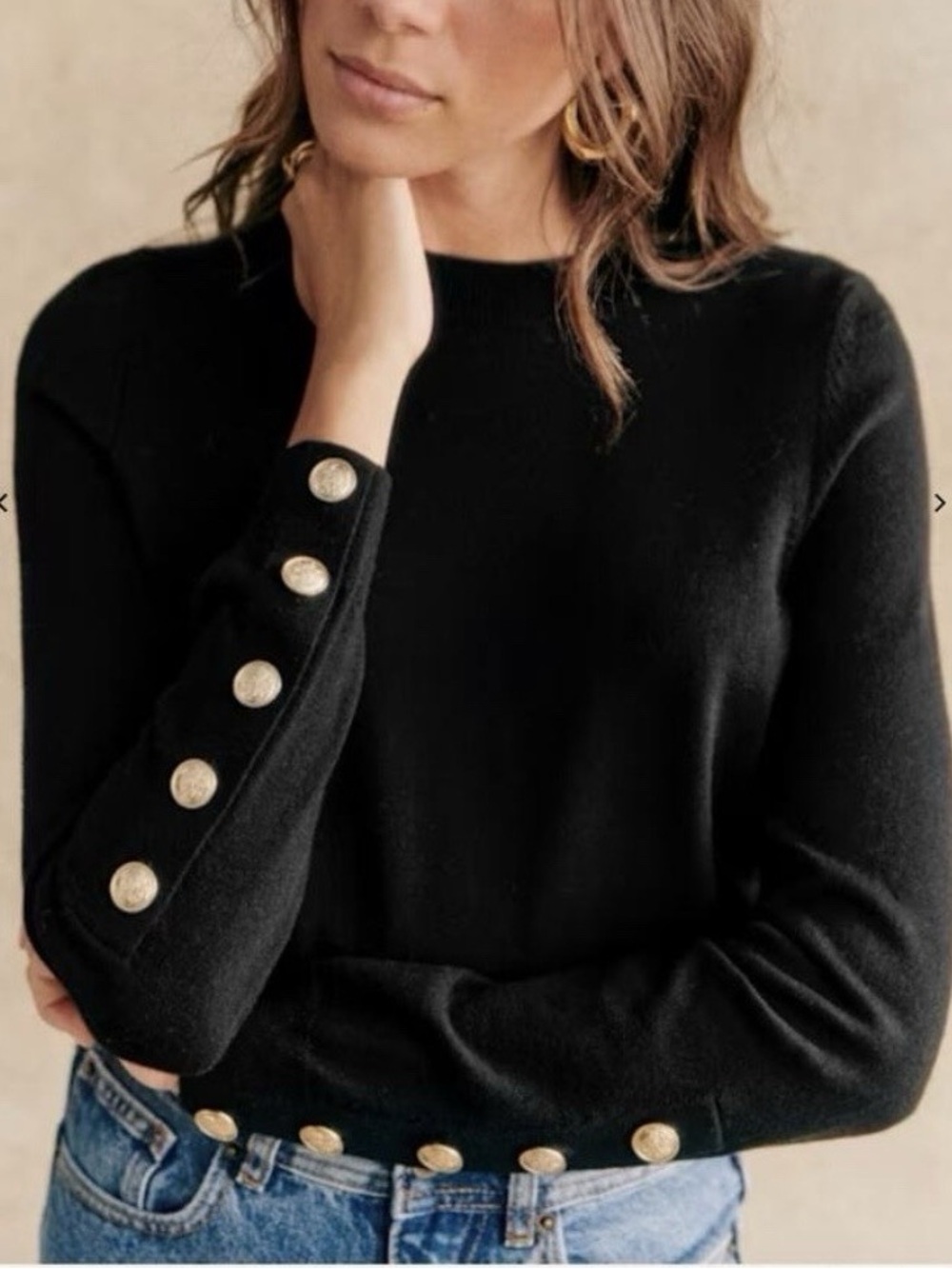 NWOT Sézane Paola Merino Wool Jumper in Black size S